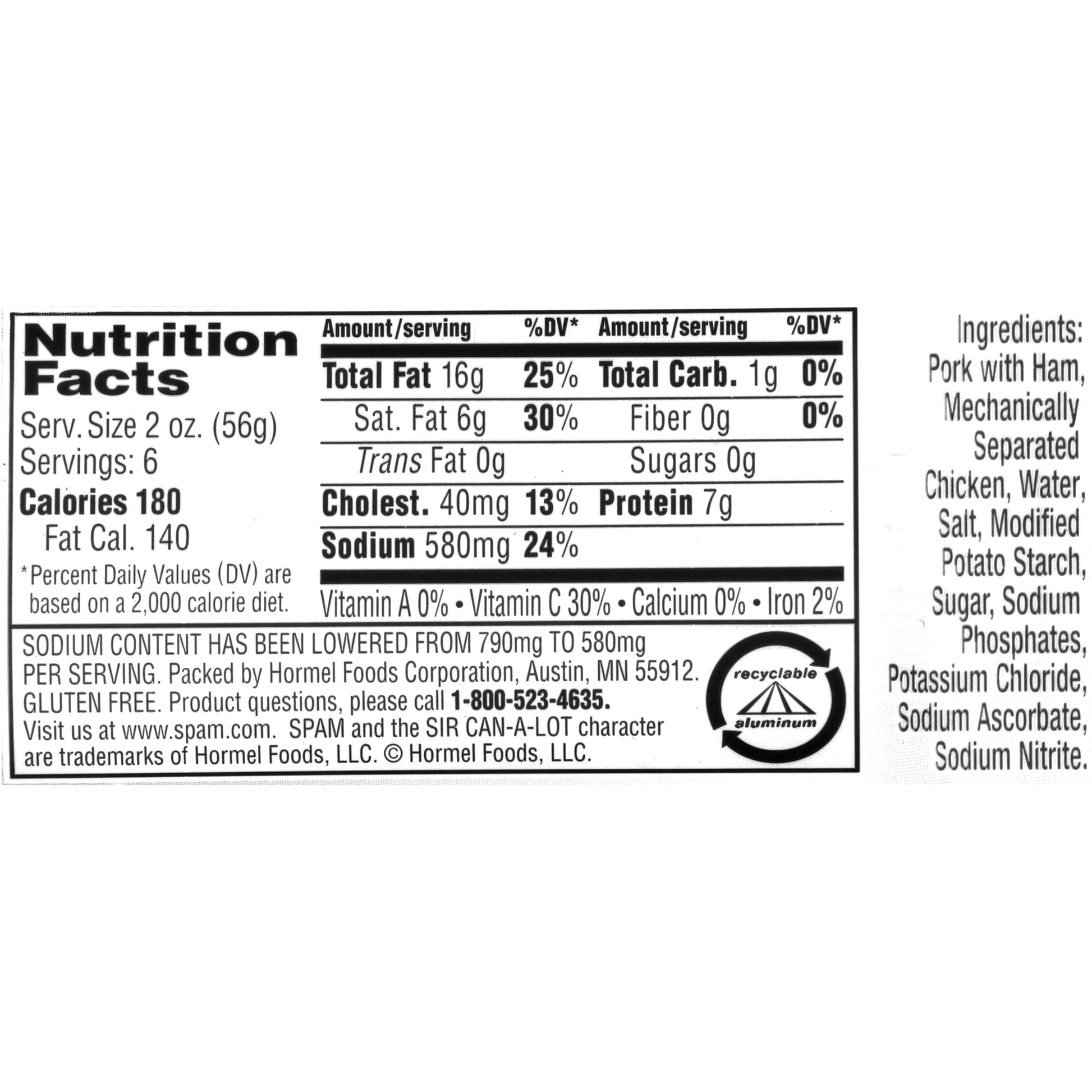 SPAM LESS SODIUM 8/12 OZ