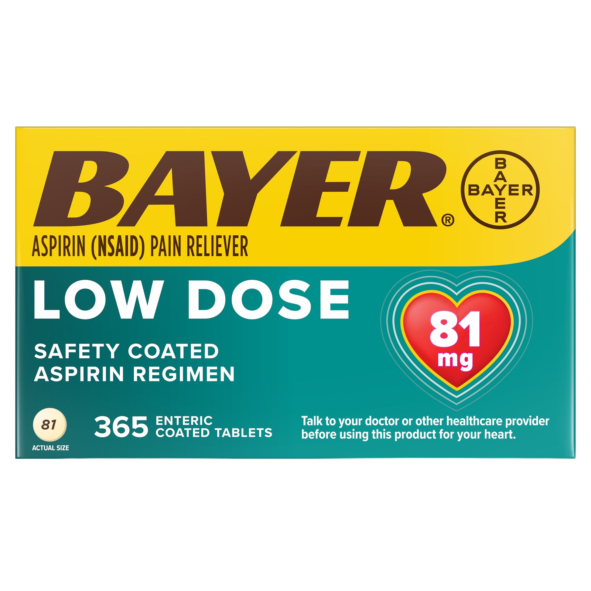 BAYER LOW DOSE 81MG ASPIRIN REGIMEN 365 TABLETS • HSA/FSA ELIGIBLE
