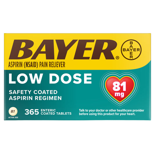 BAYER LOW DOSE 81MG ASPIRIN REGIMEN 365 TABLETS • HSA/FSA ELIGIBLE