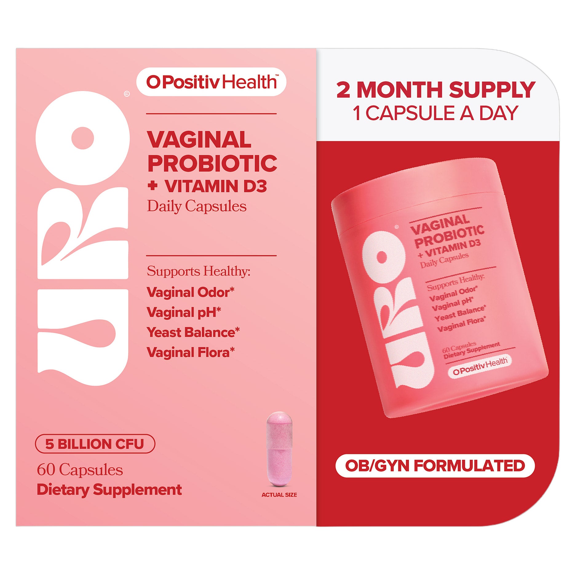 URO VAGINAL PROBIOTIC PLUS VITAMIN D3 60 CAPSULES