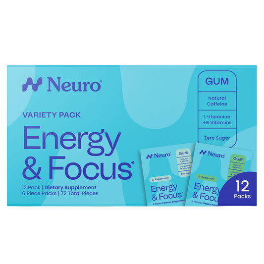 NEURO ENERGY AND FOCUS GUM, MINT VARIETY PEPPERMINT & SPEARMINT