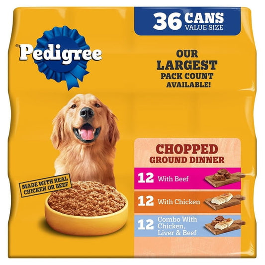 Pedigree Chopped Ground Dinner, Variety Pack, 13.2 oz., 36 ct.