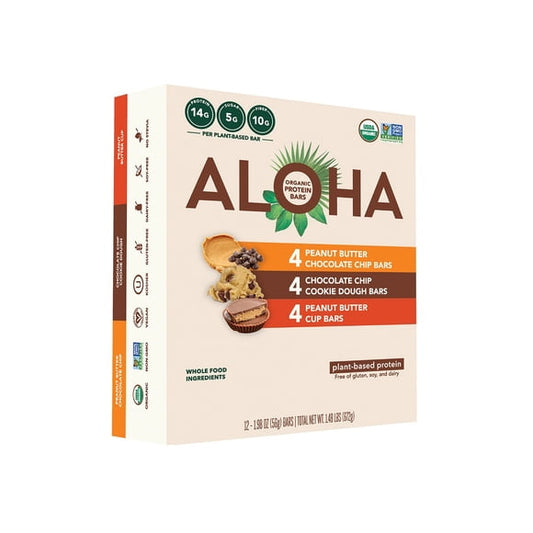 Aloha Plant-Based Protein Bars, Variety Pack, 12 ct.