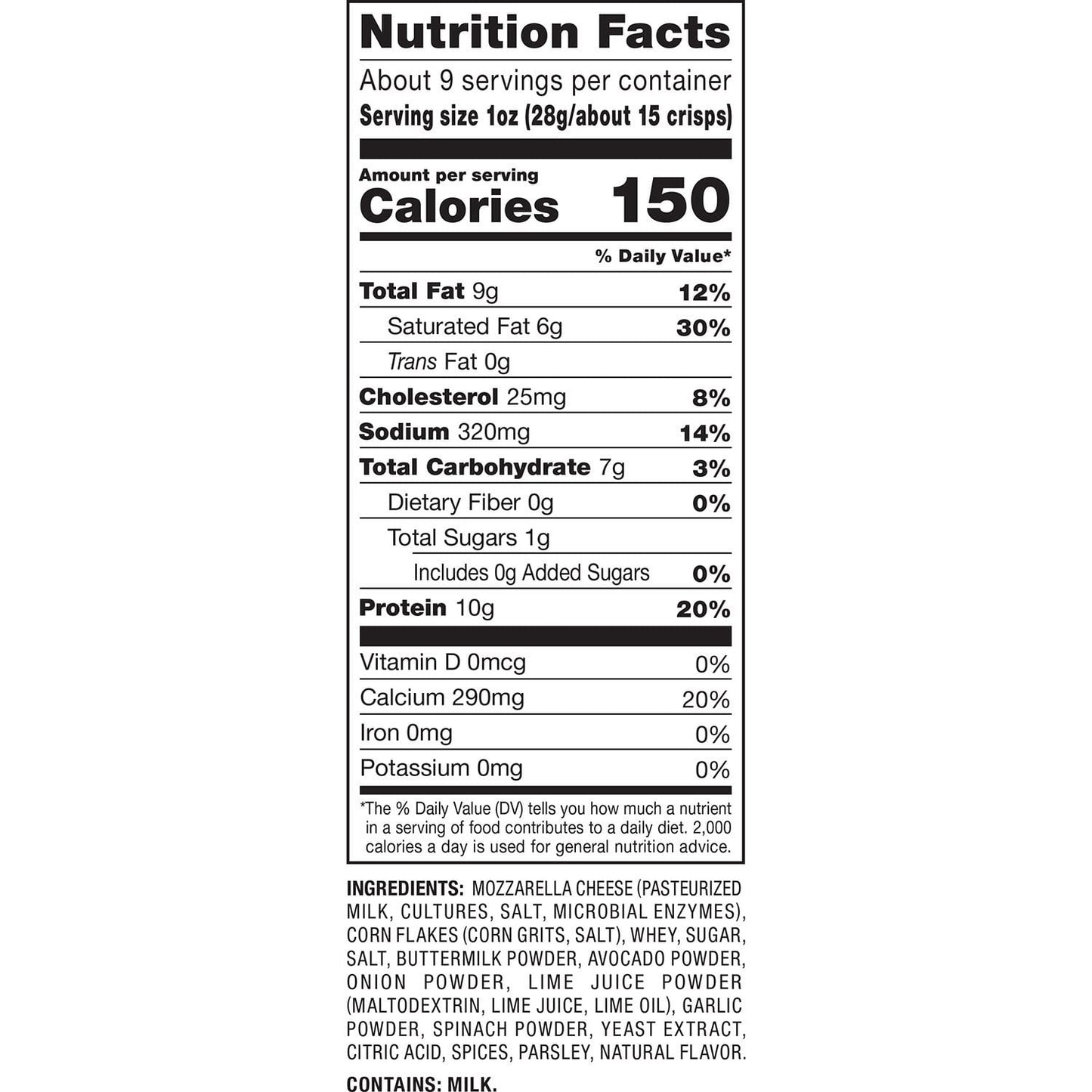 Sonoma Creamery Avocado Lime Flavored Queso Crisps 9.5 oz.