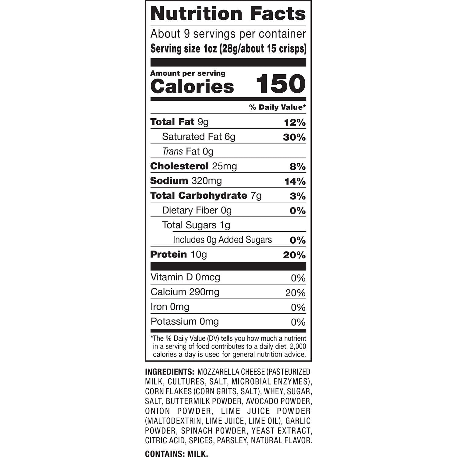 Sonoma Creamery Avocado Lime Flavored Queso Crisps 9.5 oz.