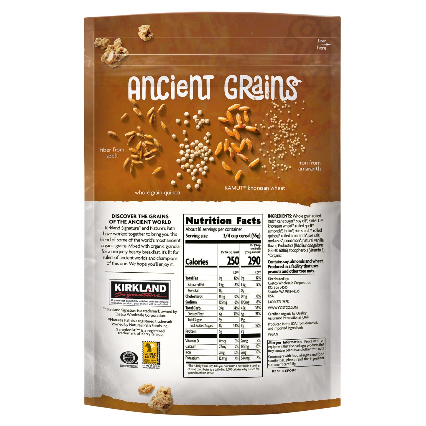 KIRKLAND SIGNATURE ORGANIC ANCIENT GRAINS GRANOLA 35.3 OZ
