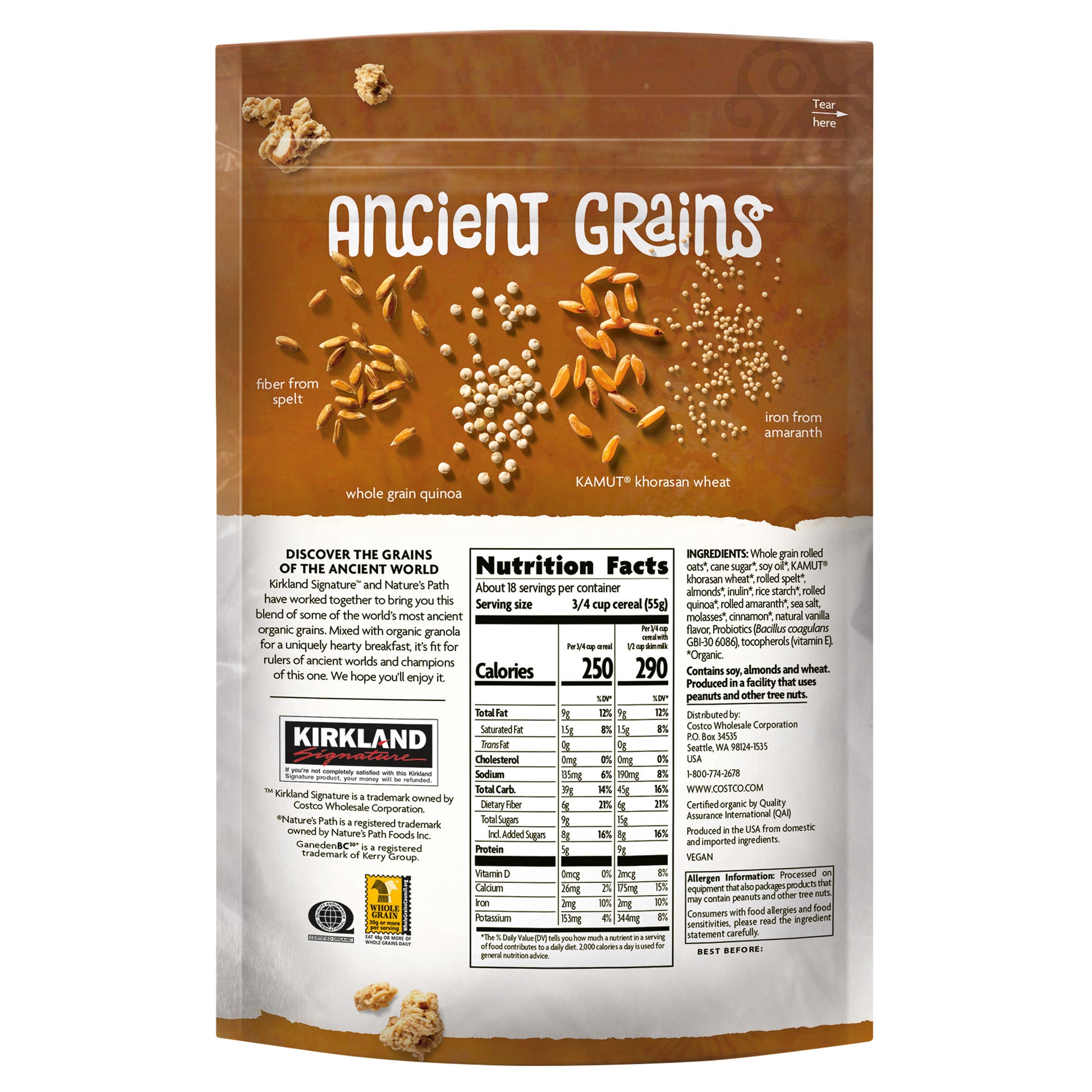 KIRKLAND SIGNATURE ORGANIC ANCIENT GRAINS GRANOLA 35.3 OZ