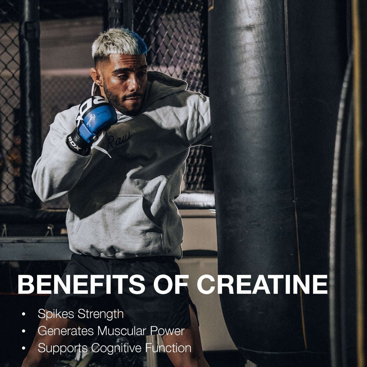 RAW Nutrition Creatine Monohydrate Powder, Unflavored, 510g 100 Servings