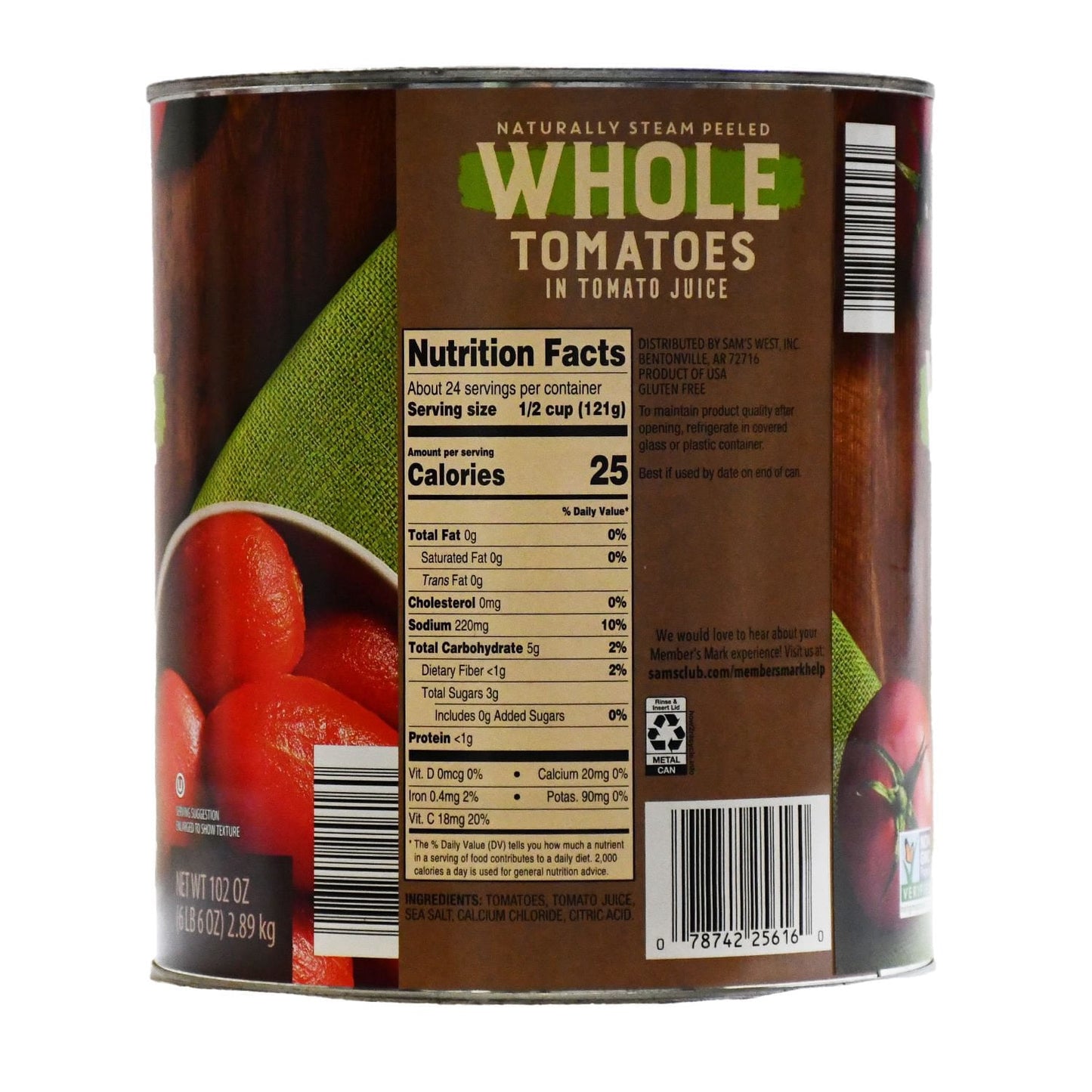 Member's Mark Whole Peeled Tomatoes In Tomato Juice, 102 oz.