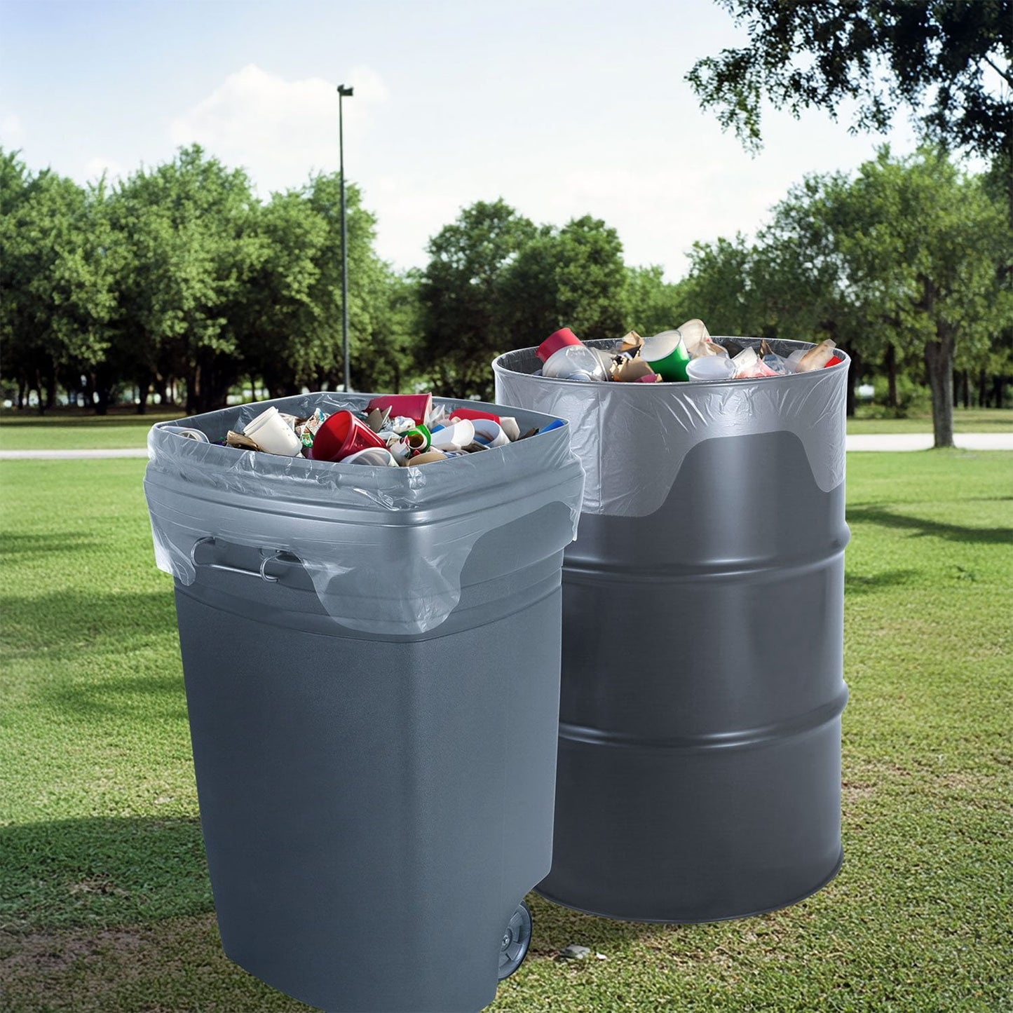 Husky 55-Gallon Clear Flap Tie Drum Liner Trash Bags (80 ct.)