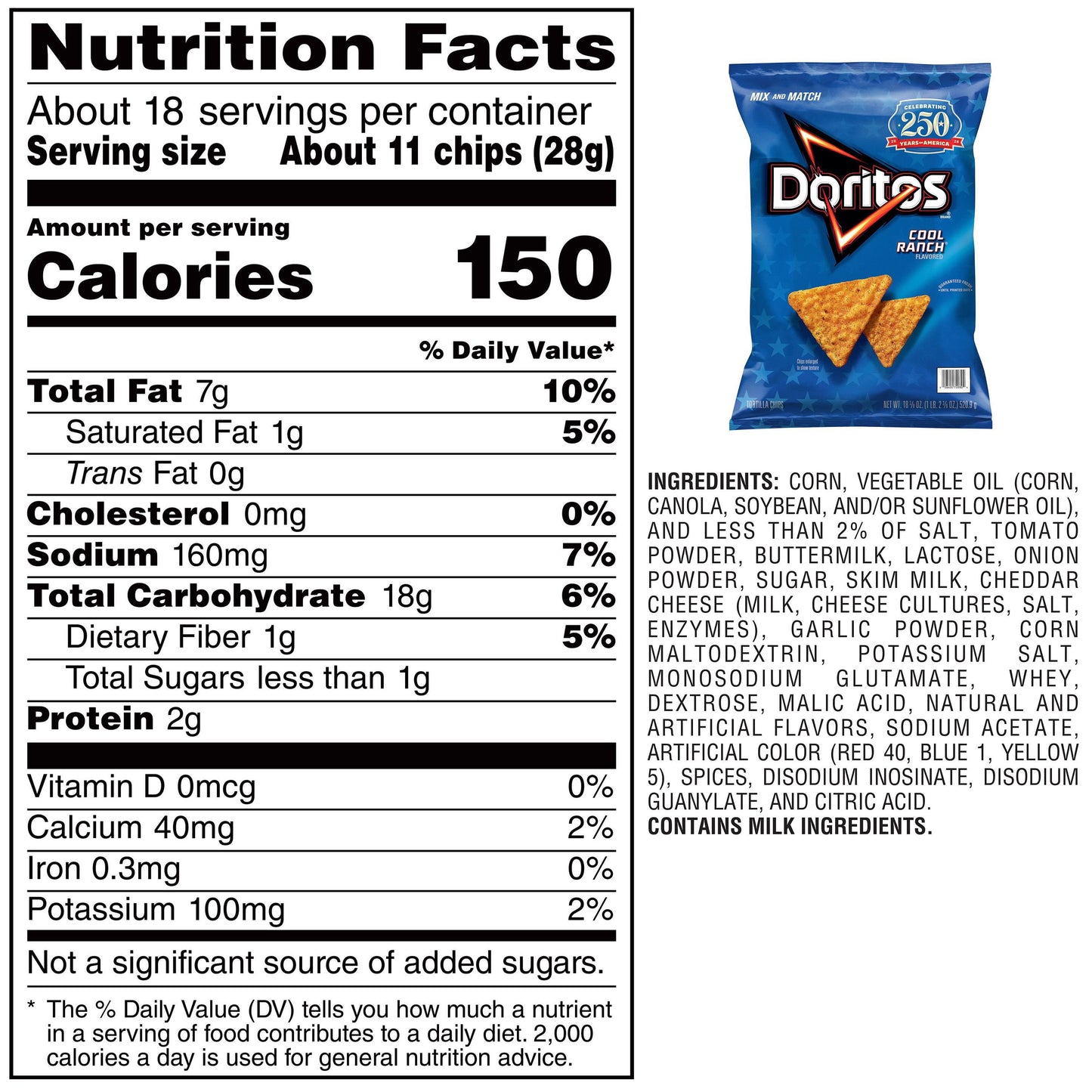 Doritos Cool Ranch Tortilla Chips, 18.38 oz.