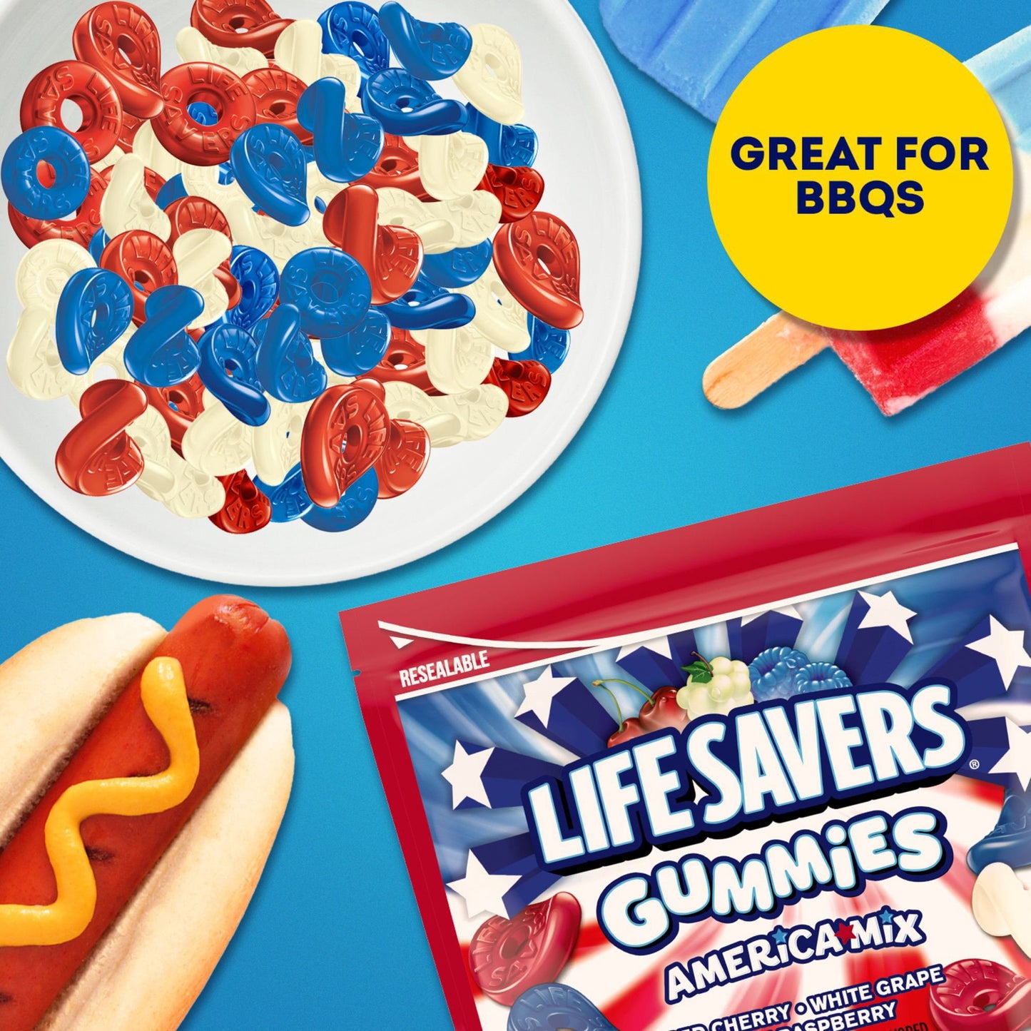Lifesavers Red, White, and Blue Gummies, 38oz.