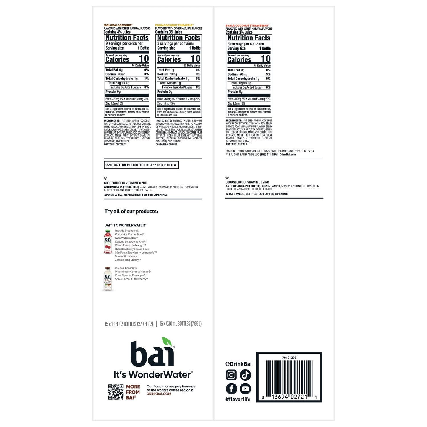 Bai Coconut Flavored Water Variety Pack 18 fl. oz., 15 pk.
