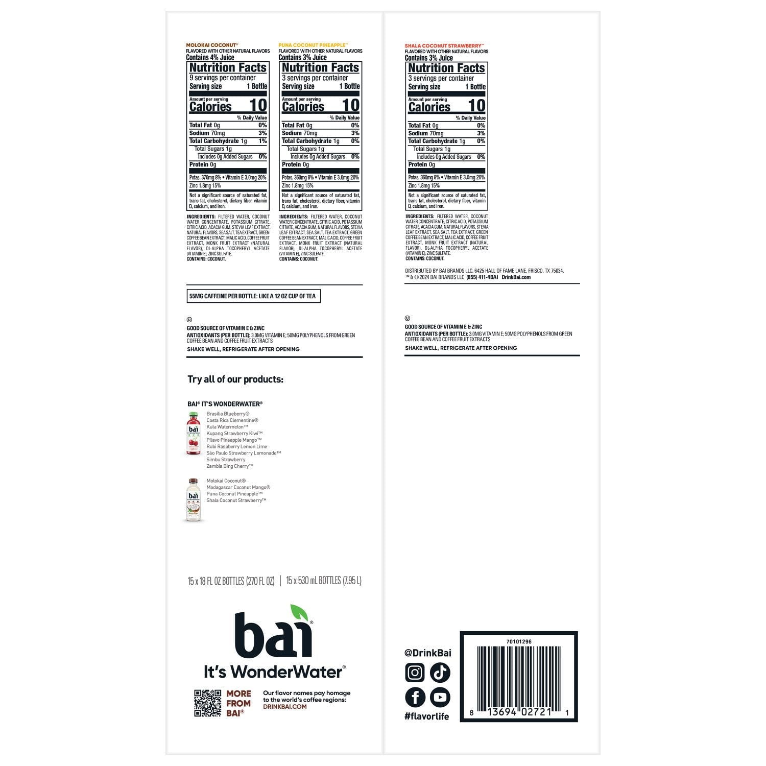 Bai Coconut Flavored Water Variety Pack 18 fl. oz., 15 pk.