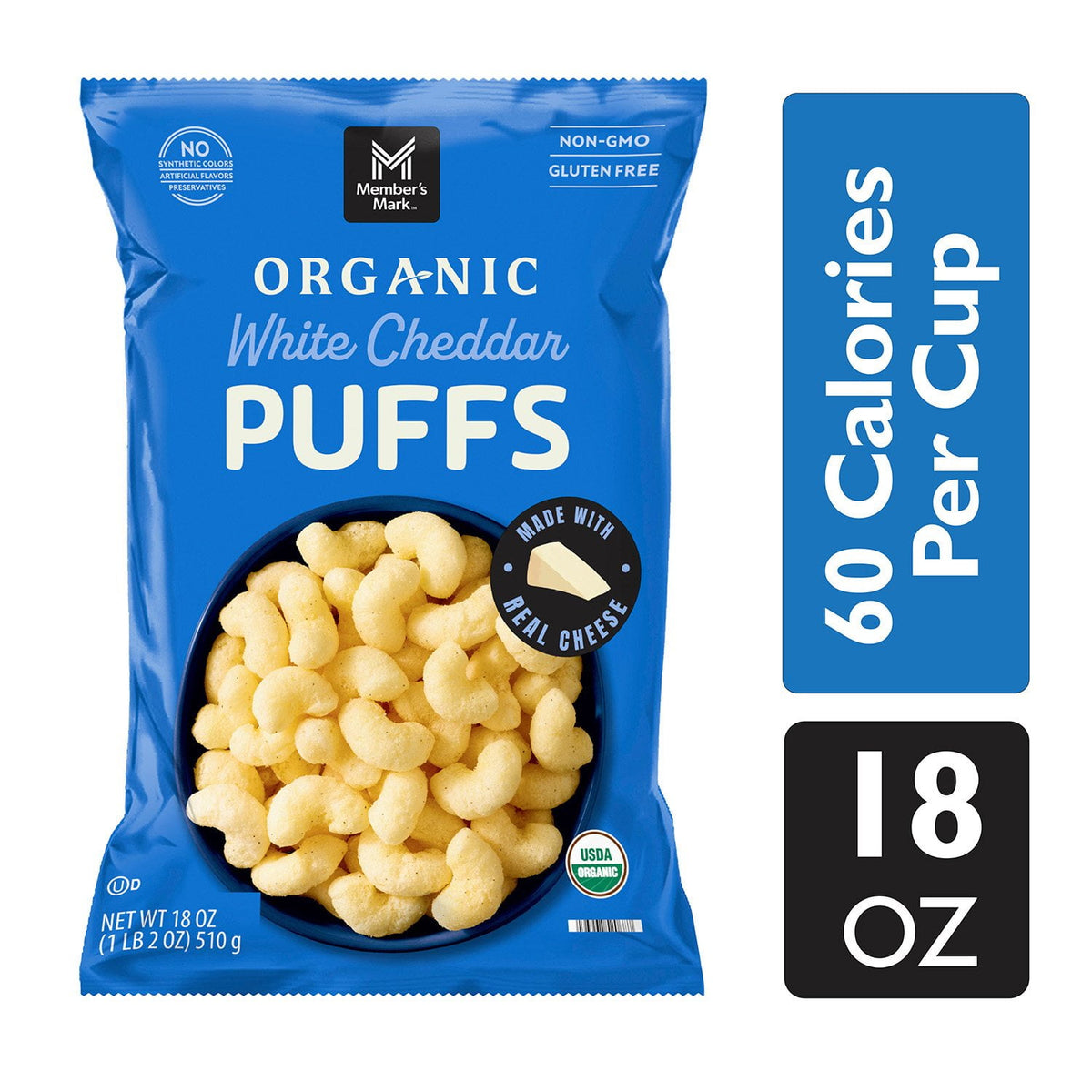 Member's Mark Organic White Cheddar Puffs, 18 oz.