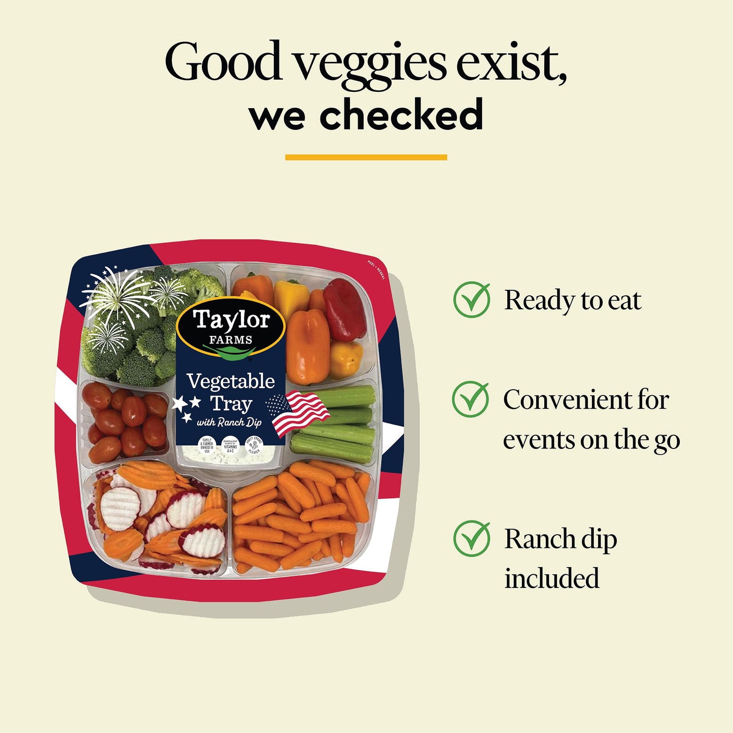Taylor Farms Vegetable Tray with Ranch Dip, 4 lbs.