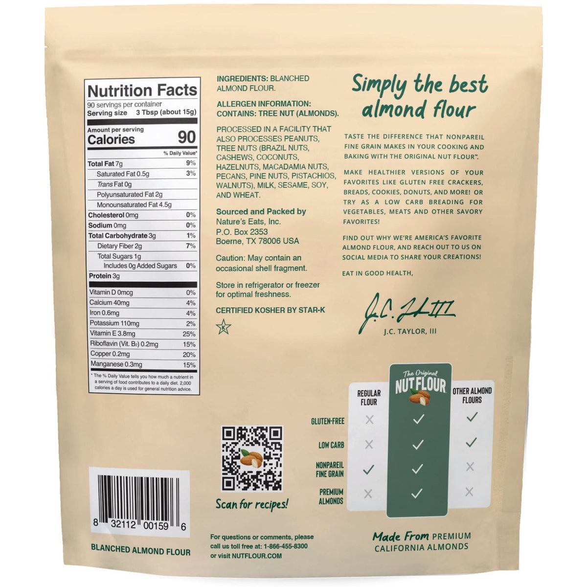 Nature's Eats Blanched Almond Nut Flour, 48 oz.