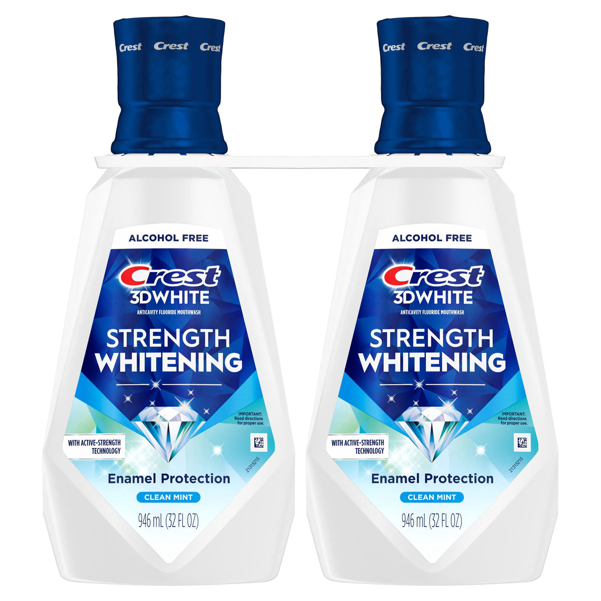 Crest 3D White Strength Whitening Mouthwash, Clean Mint, 32 fl. oz., 2 pk.