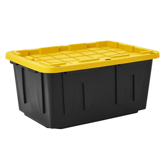 Member's Mark 27 Gallon Heavy-Duty Black and Yellow Storage Tote, 20.6" D x 30.6" W x 14.3" H, 1 pack or 4 pack