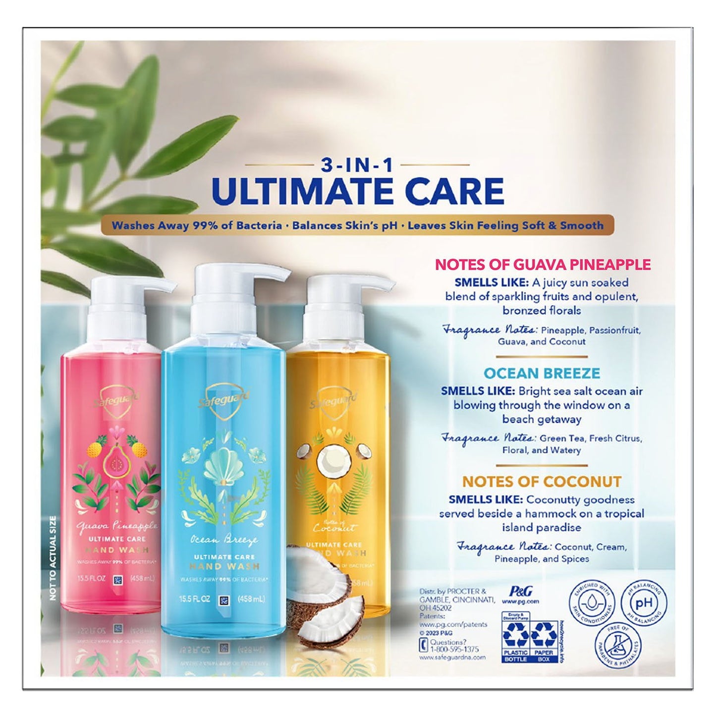 Safeguard Ultimate Care Hand Wash, Variety Pack, 15.5 fl. oz., 3 pk.