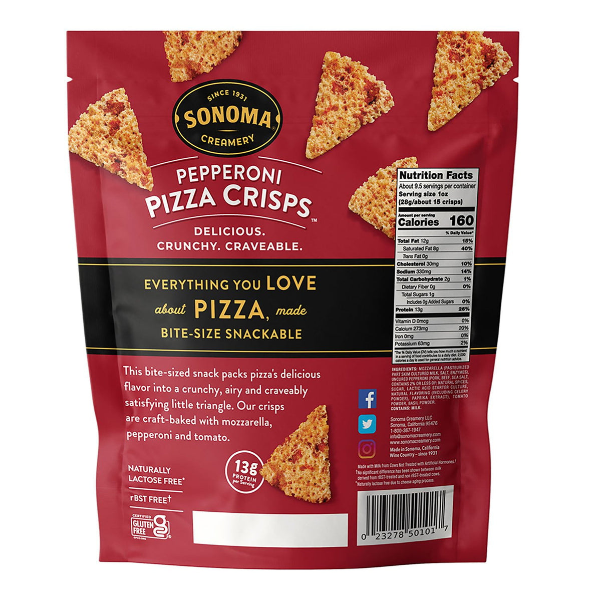 Sonoma Creamery Pepperoni Pizza Cheese Crisps, 9.5oz.