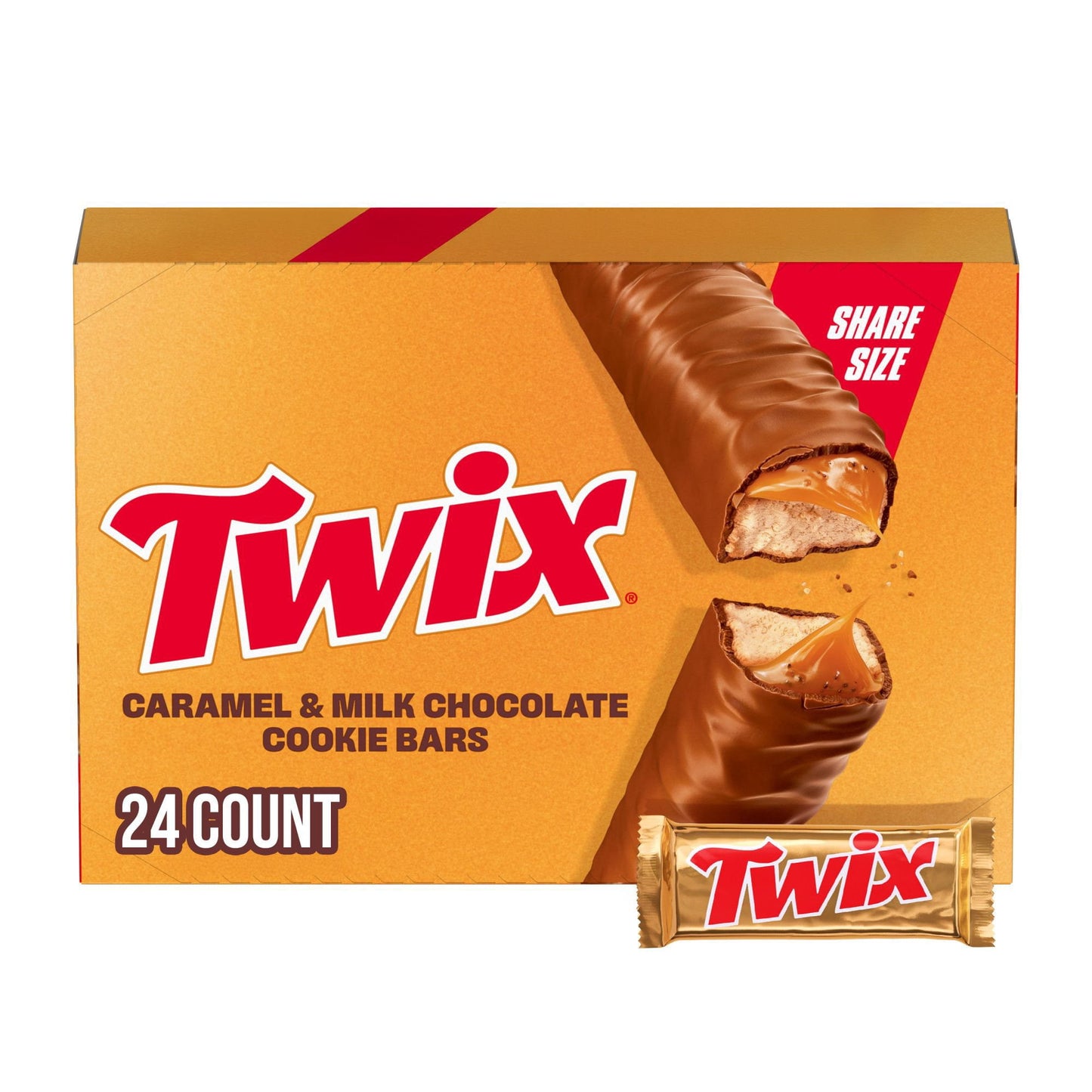 Twix Caramel Cookie Chocolate Candy Bars, Share Size, 3.02 oz., 24 pk.