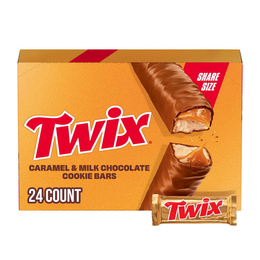 Twix Caramel Cookie Chocolate Candy Bars, Share Size, 3.02 oz., 24 pk.