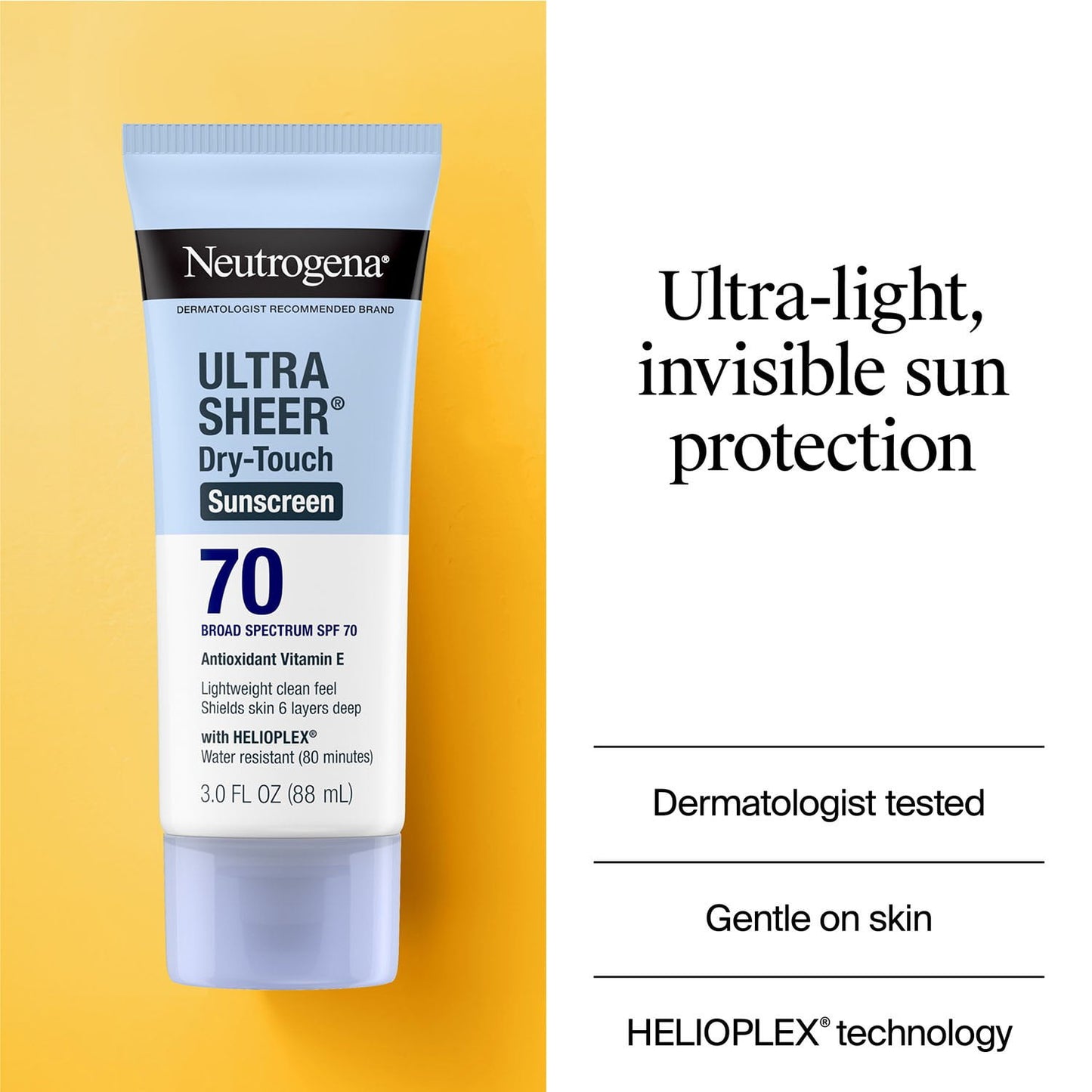 Neutrogena Ultra Sheer Dry-Touch Sunscreen Lotion, SPF 70, 3 oz., 3pk.