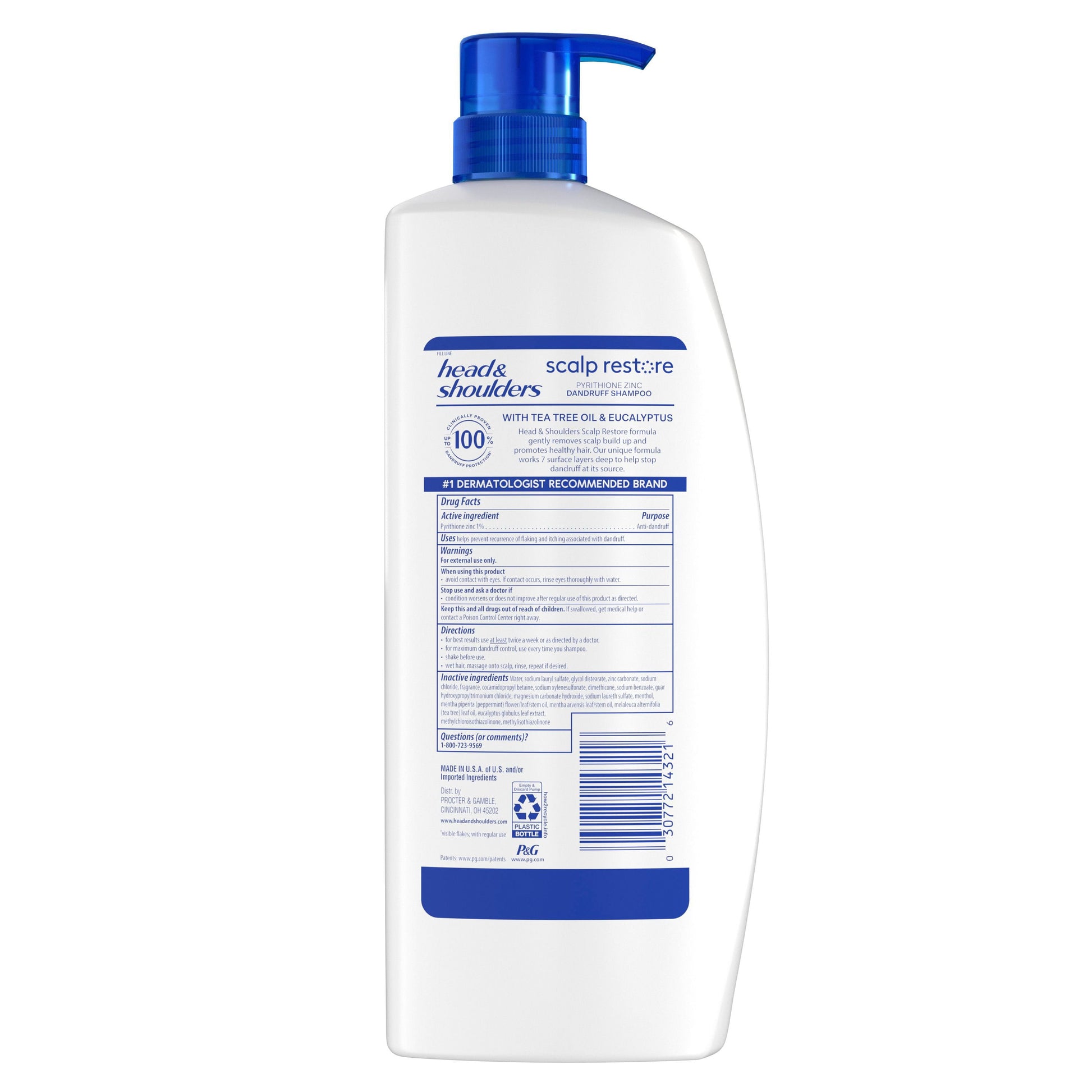 Head & Shoulders Scalp Restore Anti-Dandruff Shampoo with Tea Tree & Eucalyptus, Removes Buildup & Repairs Damage, 38.8 fl. oz.