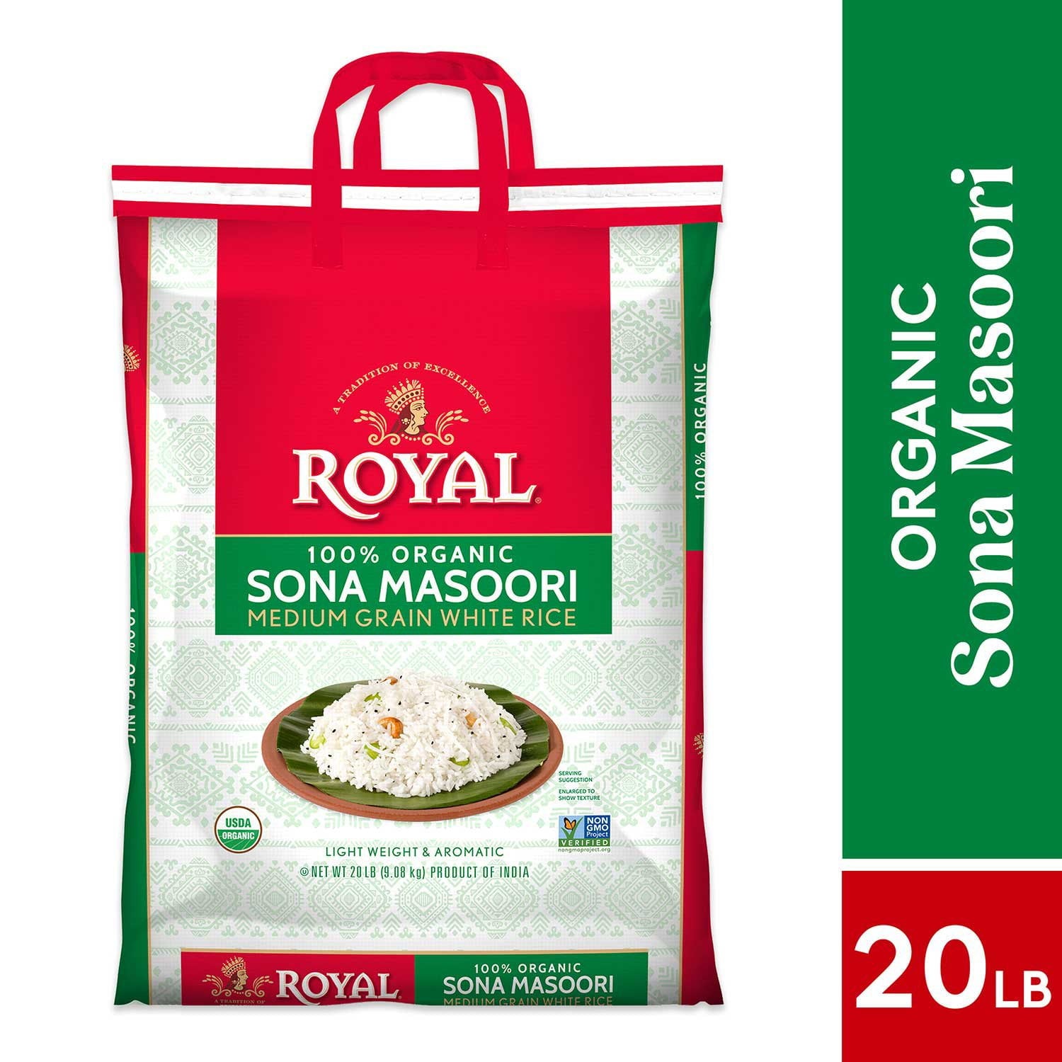 Royal Sona Masoori Organic Rice, 20 lbs.