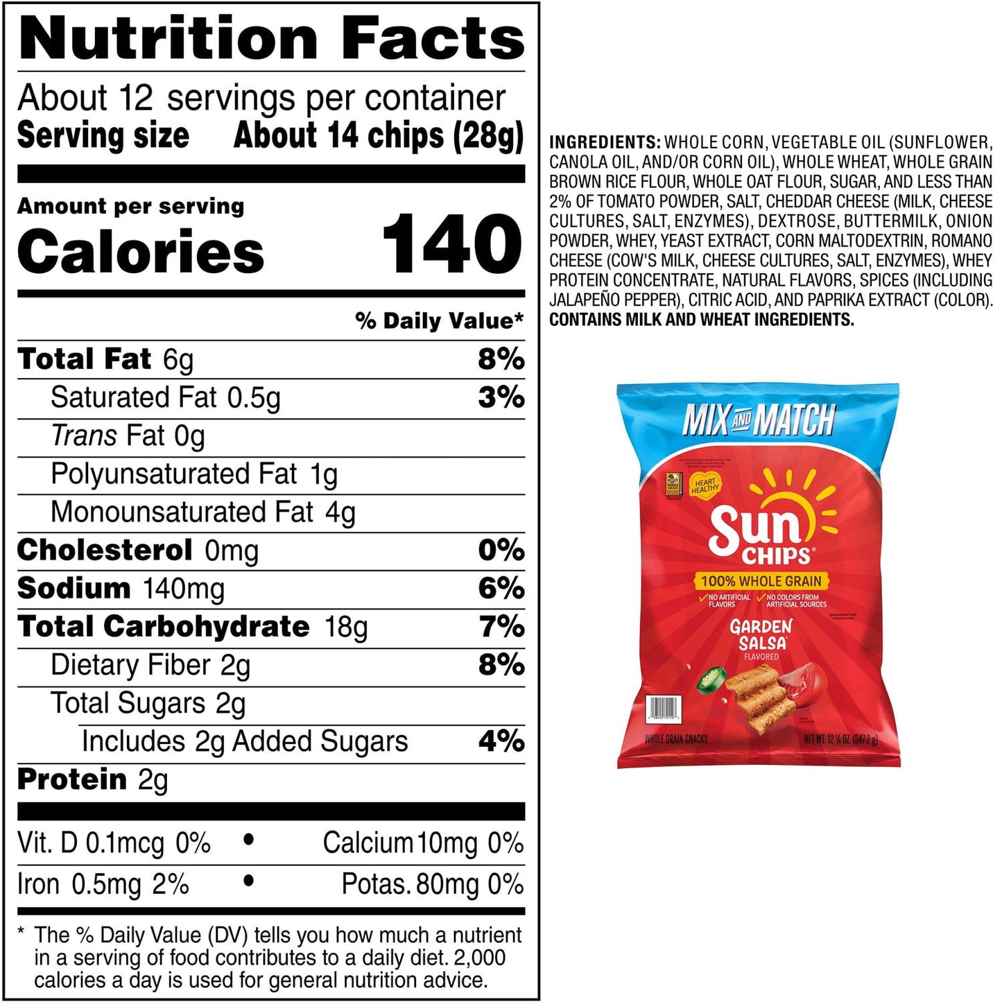 SunChips Garden Salsa Whole Grain Snacks, 12.25 oz.
