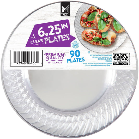 Member's Mark Clear Plastic Plates, 6.25" 90 ct.