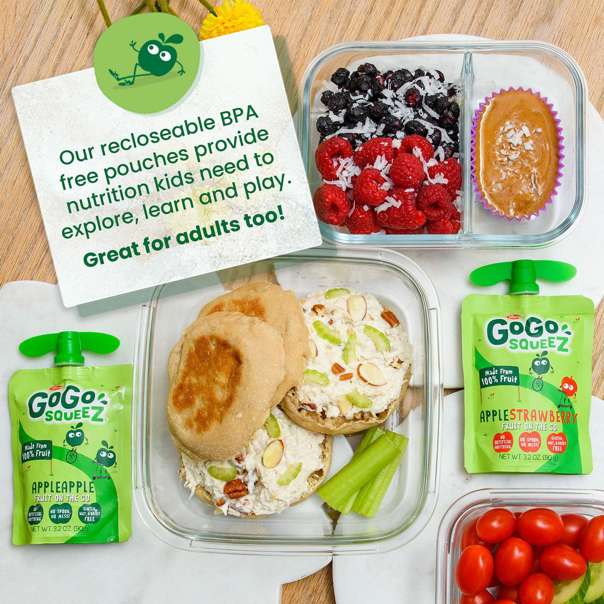 GoGo SqueeZ Applesauce Pouches, Apple Apple, 3.2 oz., 32 ct.