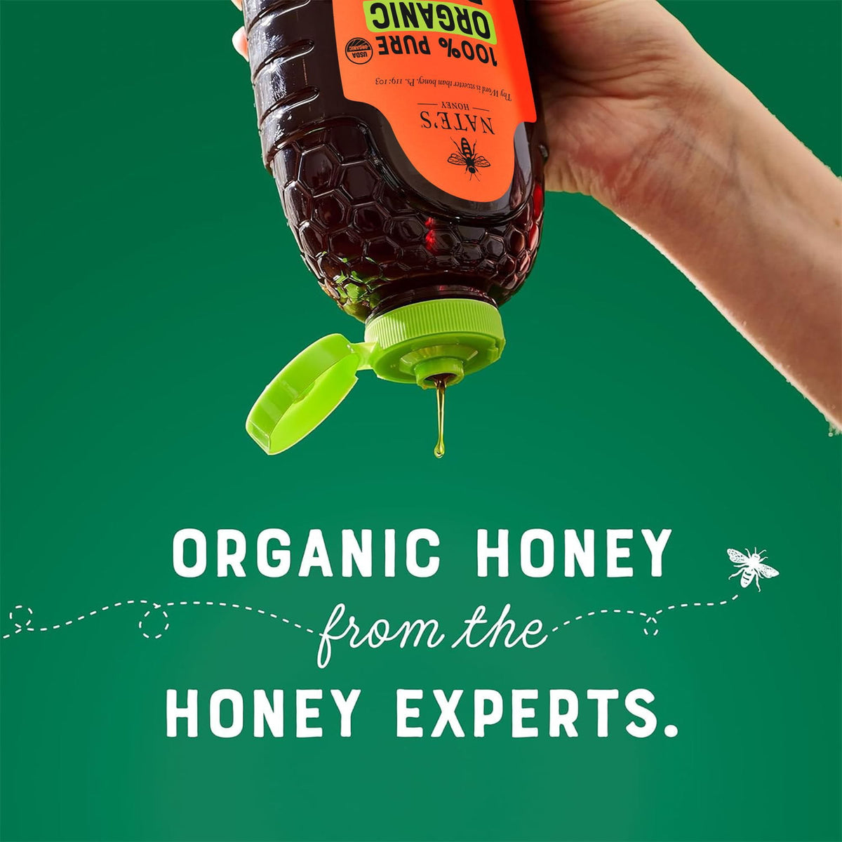 Nate's Honey 100% Organic Pure Raw and Unfiltered Honey, 40 oz.