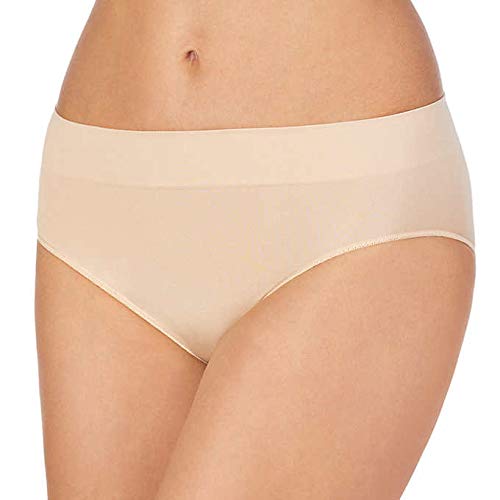 Carole Hochman 5 Pack Seamless Breathable Stretchable Beige Solid Cotton High Rise Women's Briefs Underwear, Size Small/Medium