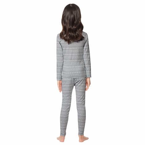 32 Degrees Kids' Heat Long Sleeve Crew Neck and Legging Set Set Grey Xlarge Grey Snow Flake