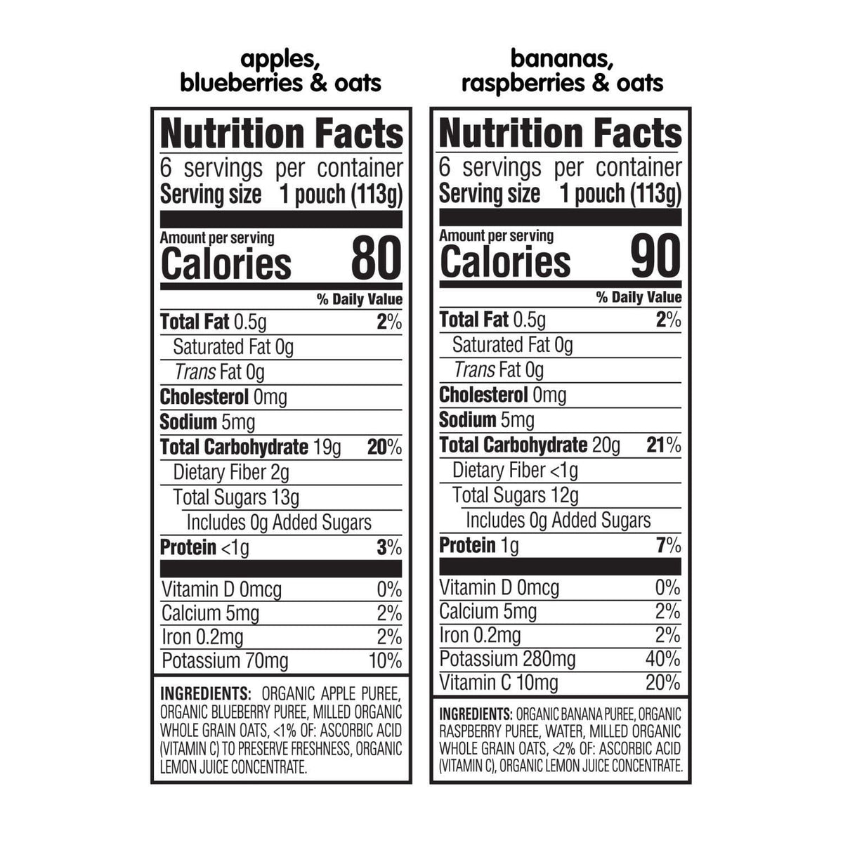 HappyBABY Organics Clearly Crafted Fruit & Oat Pouches, Variety Pack, 12 ct., 4 oz.
