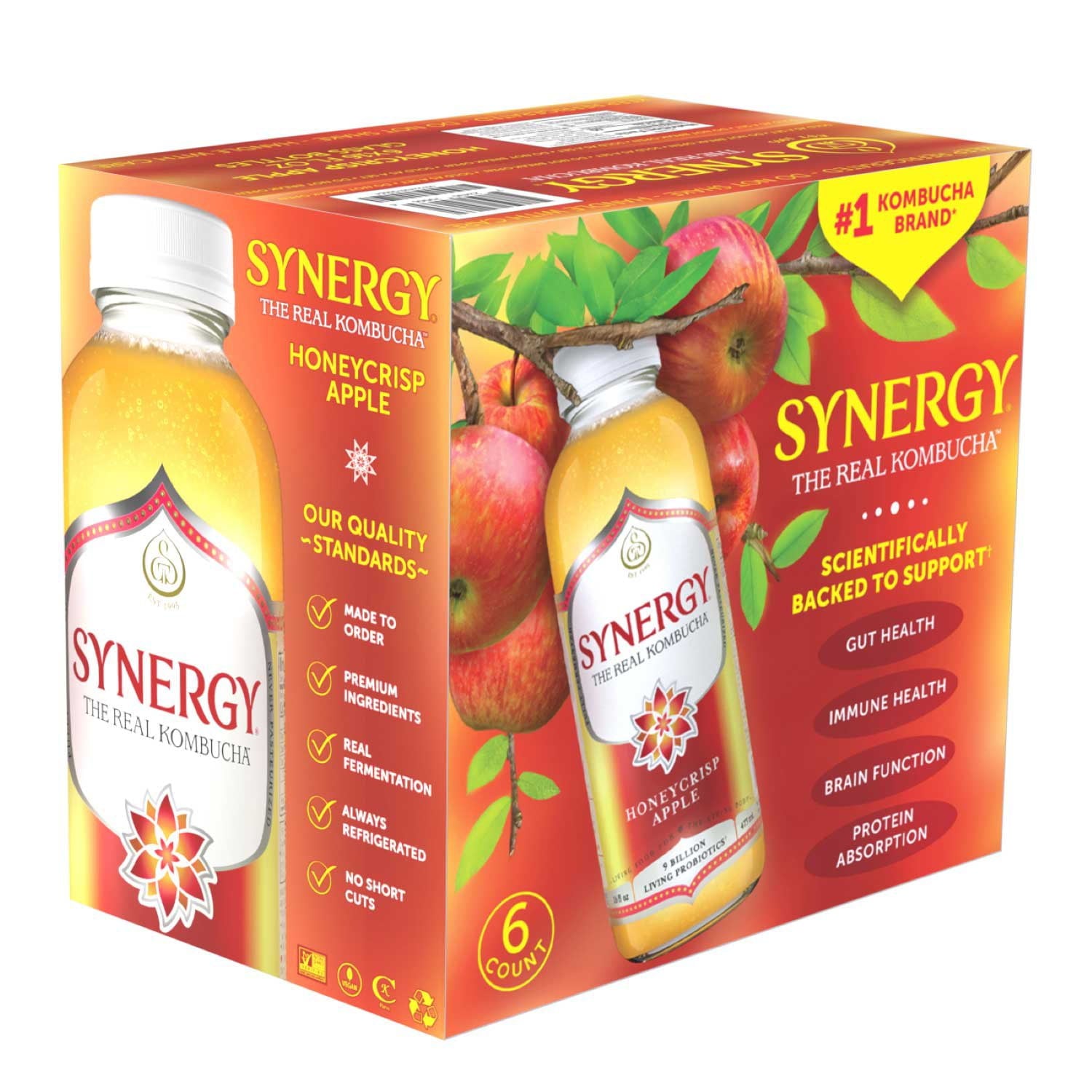 SYNERGY The Real Kombucha, Honeycrisp Apple, 16 fl. oz., 6 pk.