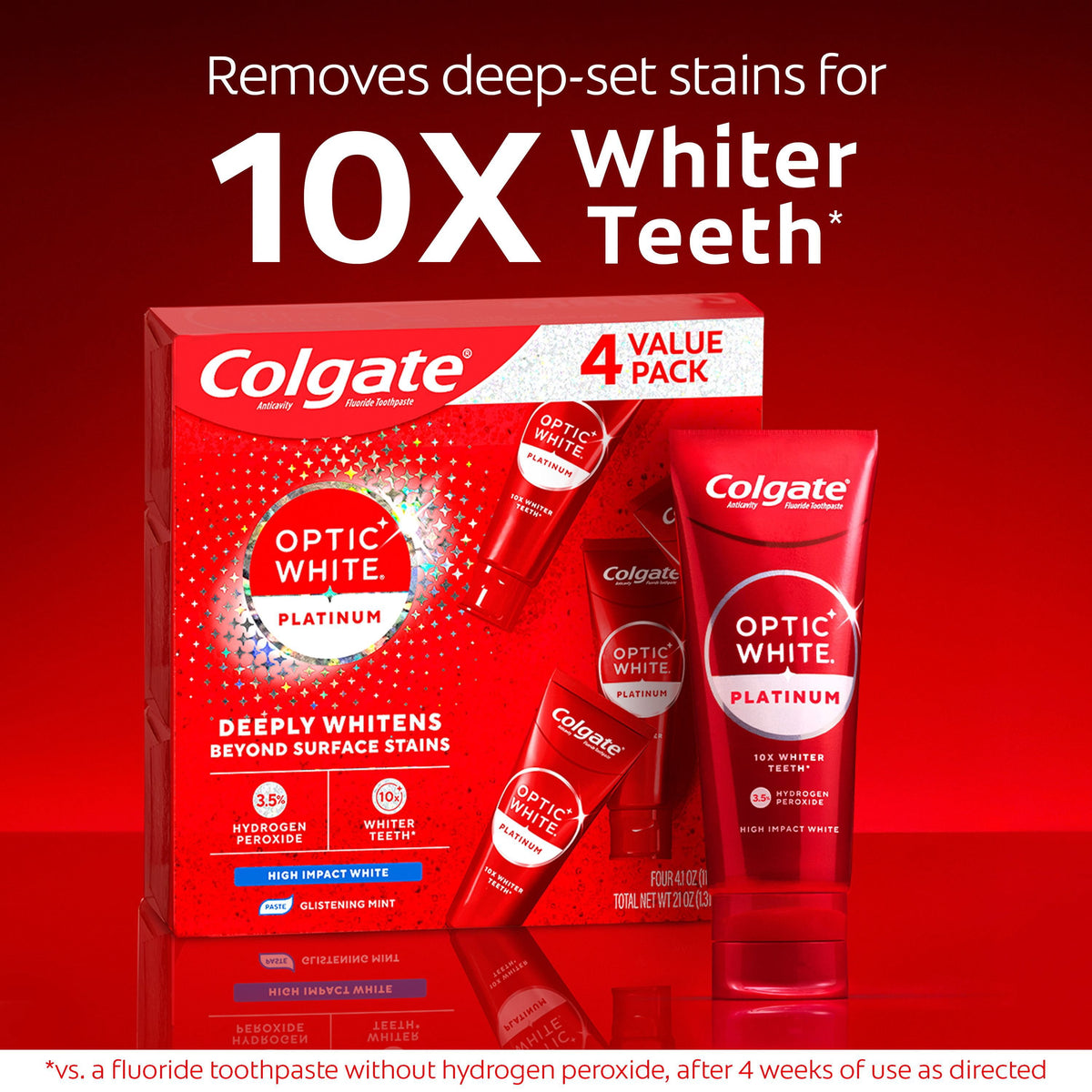 Colgate Optic White Platinum Teeth Whitening Toothpaste, 4.1 oz., 4 pk.