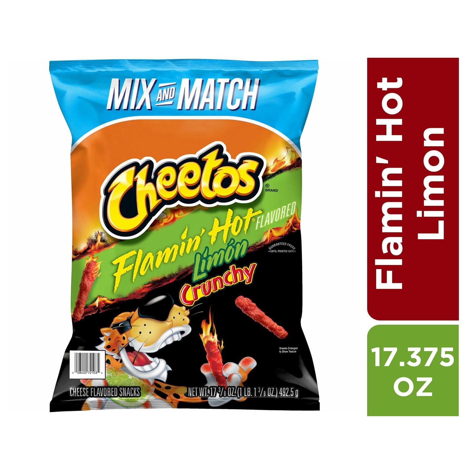 Cheetos Flamin' Hot Limon Crunchy Cheese Flavored Snacks, 17.375 oz.