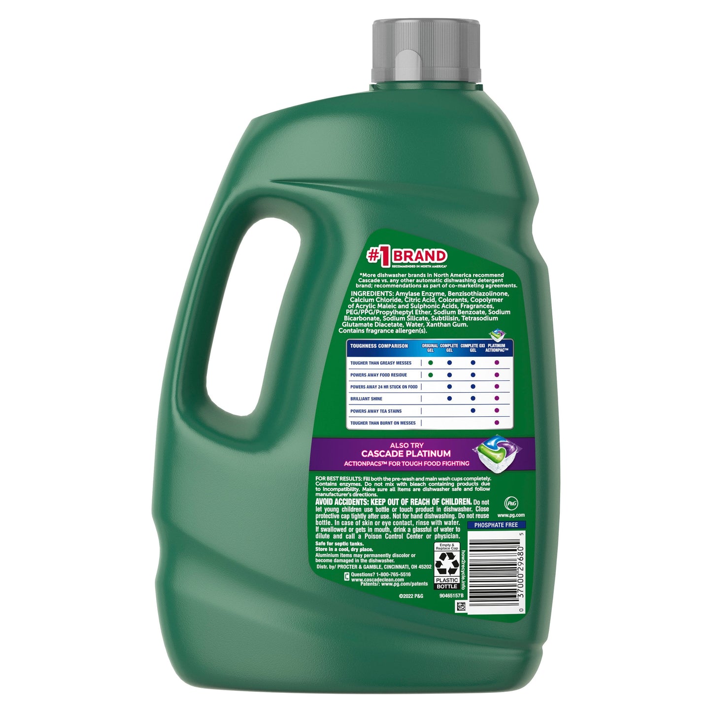 Cascade Complete Gel + Oxi Dishwasher Detergent, 125 fl. oz.