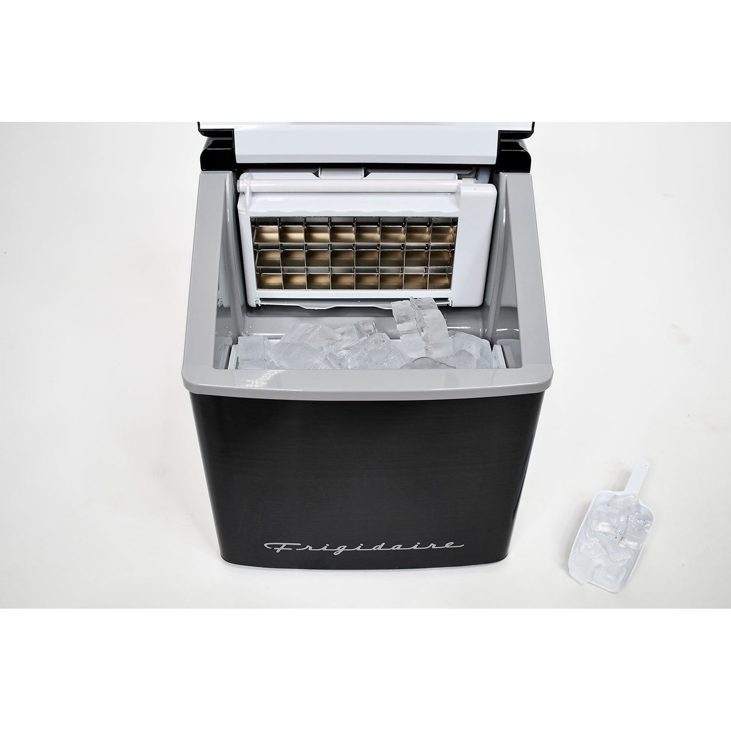 Frigidaire Ice Maker, Countertop Stainless Steel Ice Maker with Transparent Window, Clear Ice Cube Maker with 40 lbs. Capacity, Ice Maker Machine