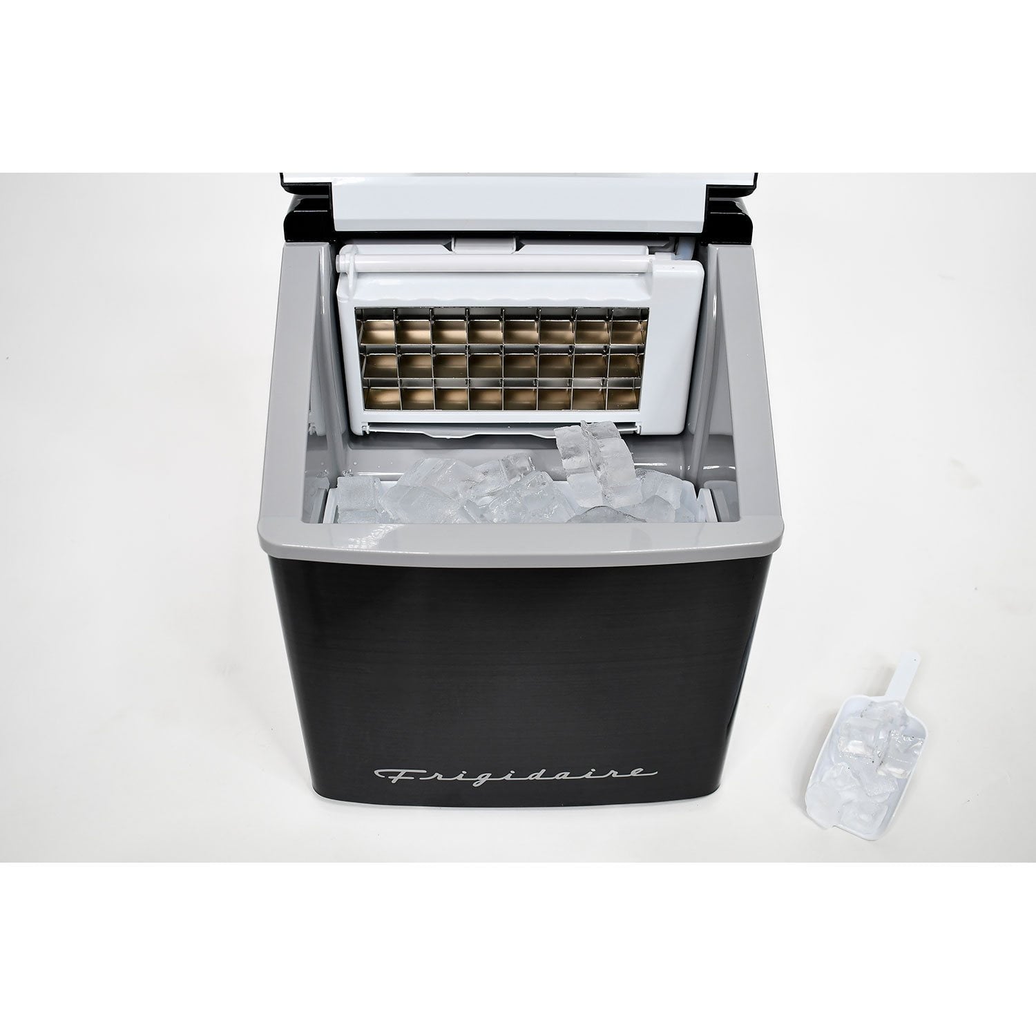 Frigidaire Ice Maker, Countertop Stainless Steel Ice Maker with Transparent Window, Clear Ice Cube Maker with 40 lbs. Capacity, Ice Maker Machine