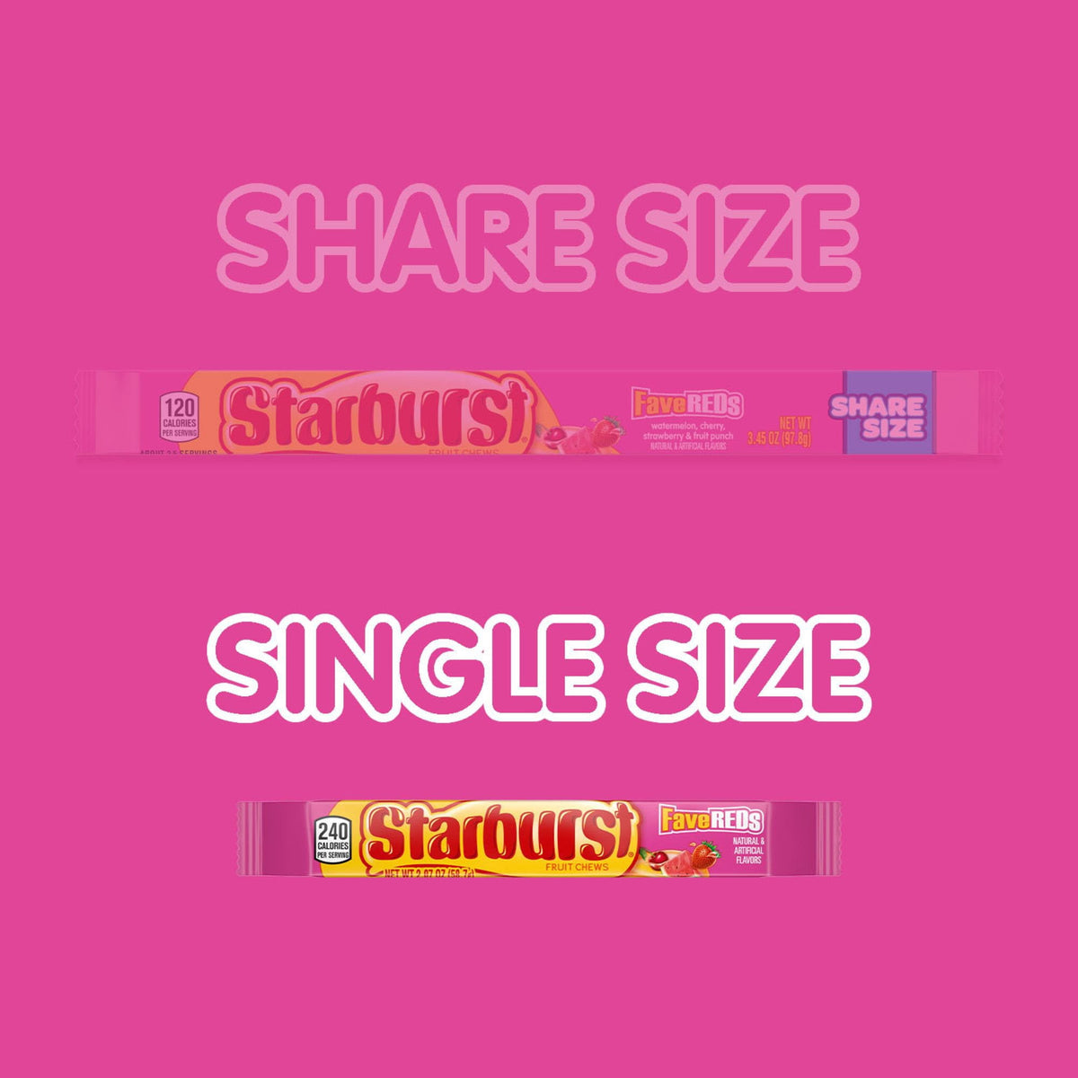 Starburst FaveReds Fruity Chewy Candy Full Size Bulk Pack, 2.07 oz., 24 ct.