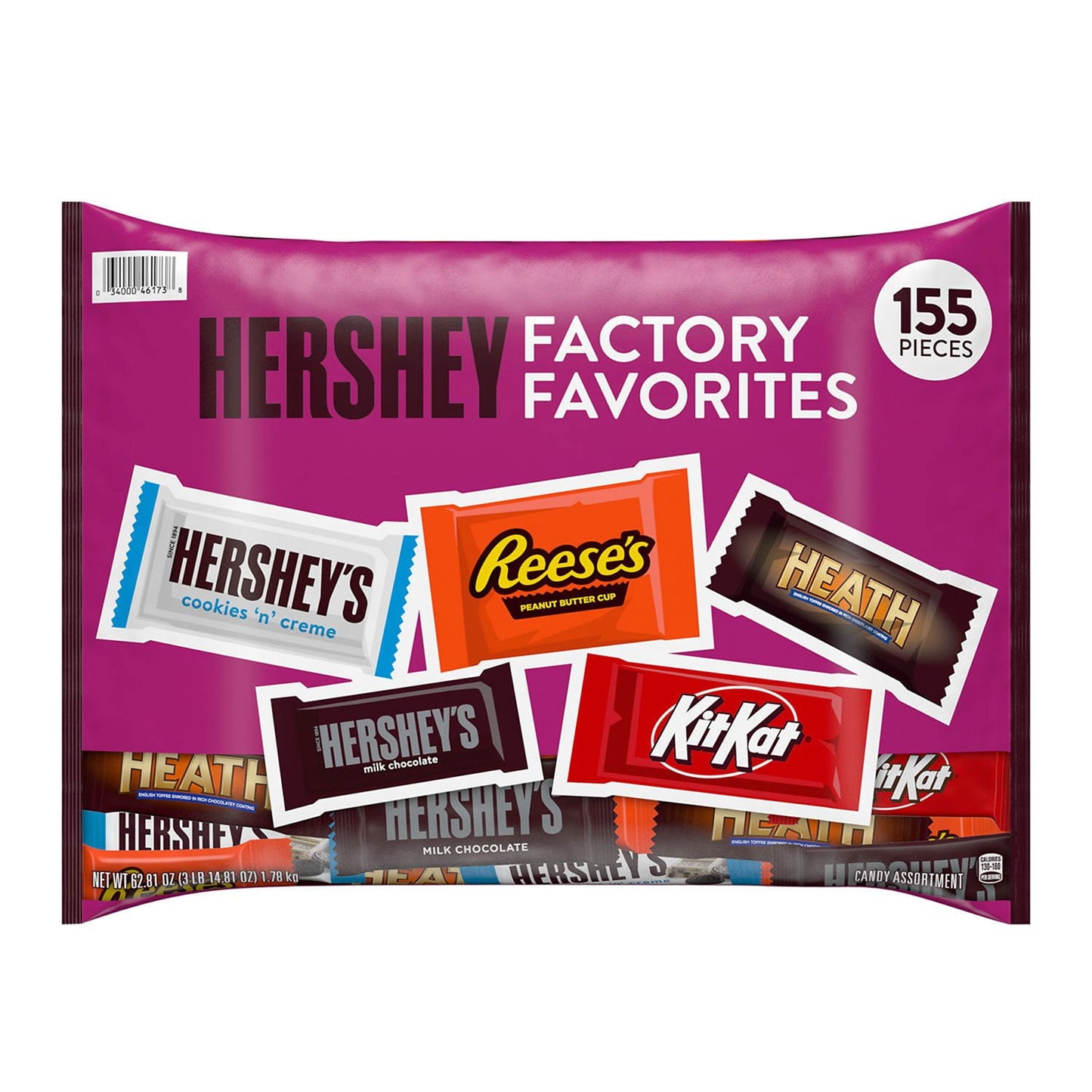 HERSHEY'S Assorted Chocolate Factory Favorites Snack Size Candy, 155 pcs.