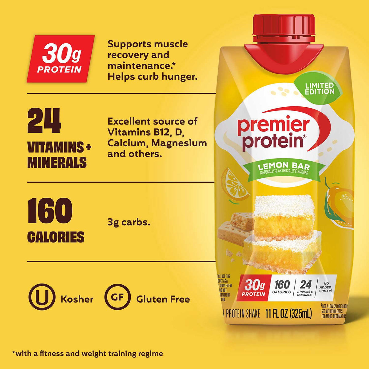 Premier Protein High Protein 30g Protein Shake, Lemon Bar, 11 fl. oz., 15 pk.