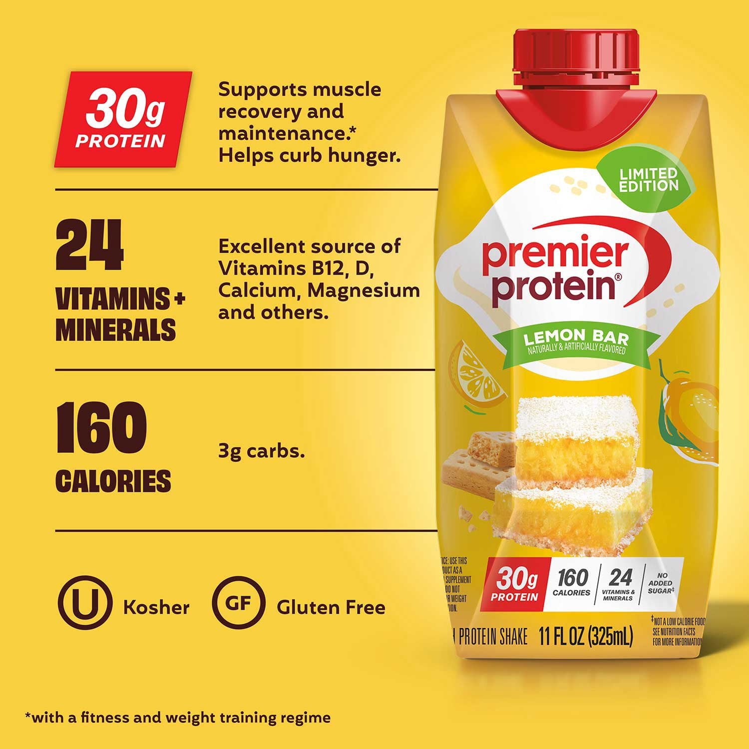 Premier Protein High Protein 30g Protein Shake, Lemon Bar, 11 fl. oz., 15 pk.