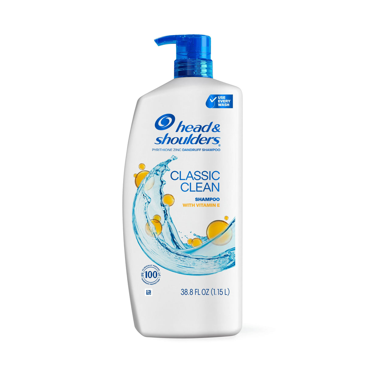 Head & Shoulders Classic Clean Anti-Dandruff Shampoo, Vitamin E, Flake Protection & Itch Relief, 38.8 fl. oz.