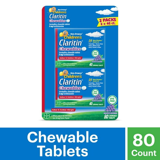 Claritin Children's Chewable Grape Tablets, 80 ct.