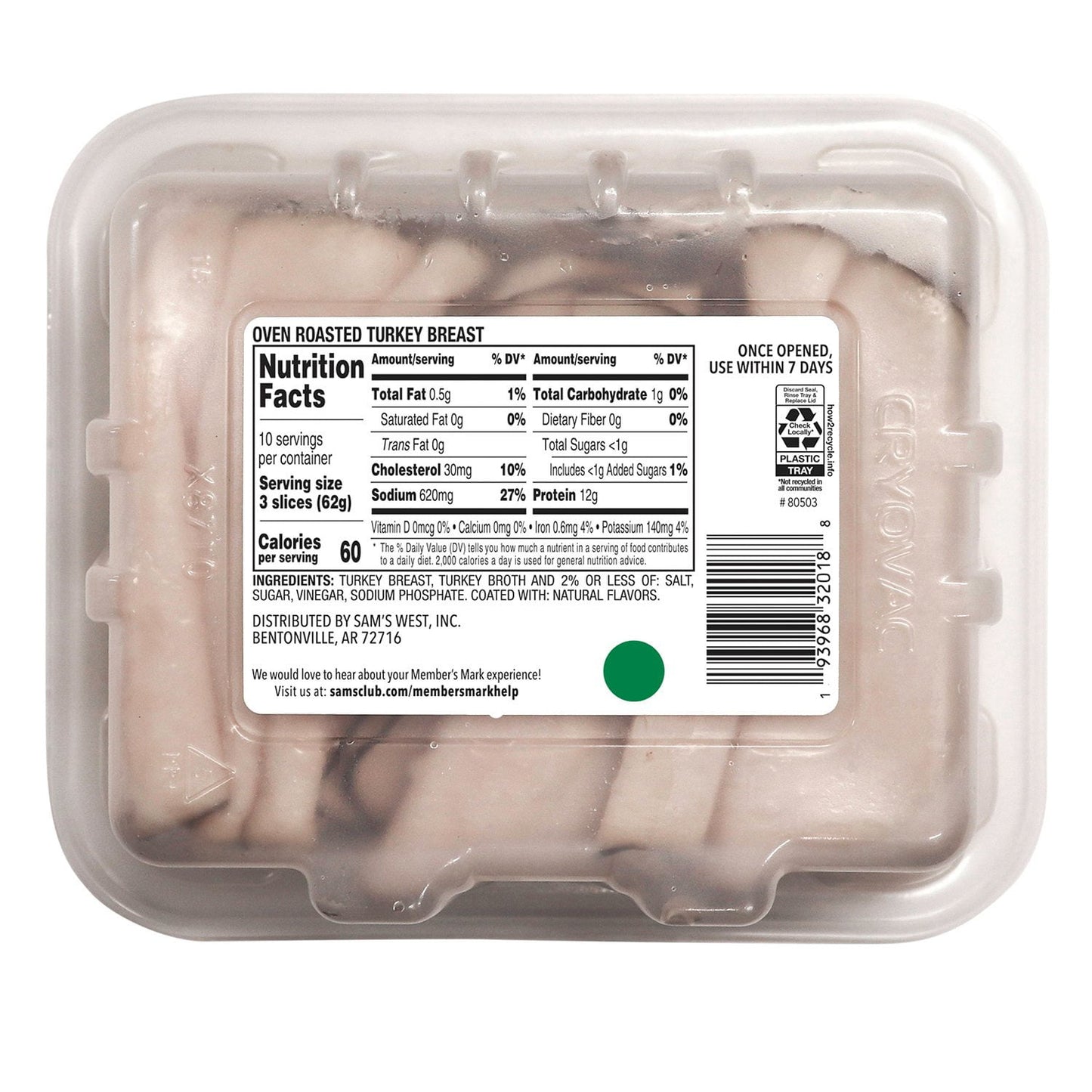 Member's Mark Oven Roasted Turkey Breast, Sliced 1 lb. 6 oz.